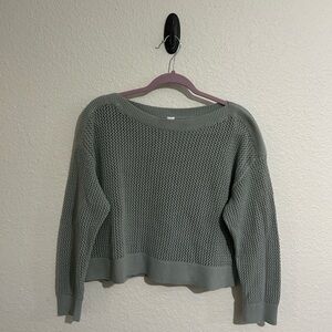 Old Navy Women's Light Green Boat Neck Open Knit Sweater